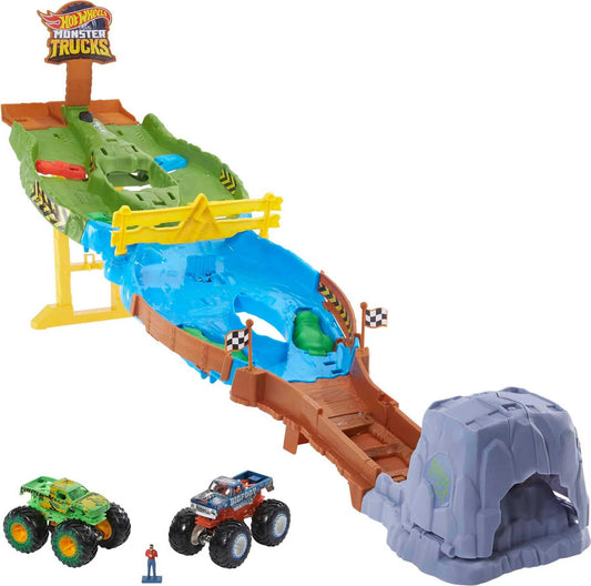 Hot Wheels HJG32 Pista Monster Trucks, 2 camioane, 4+ ani