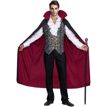 Spooktacular Creations Renaissance Costum Vampir Deluxe pentru Bărbați pentru Halloween și Joc de Rol (argintiu, M)