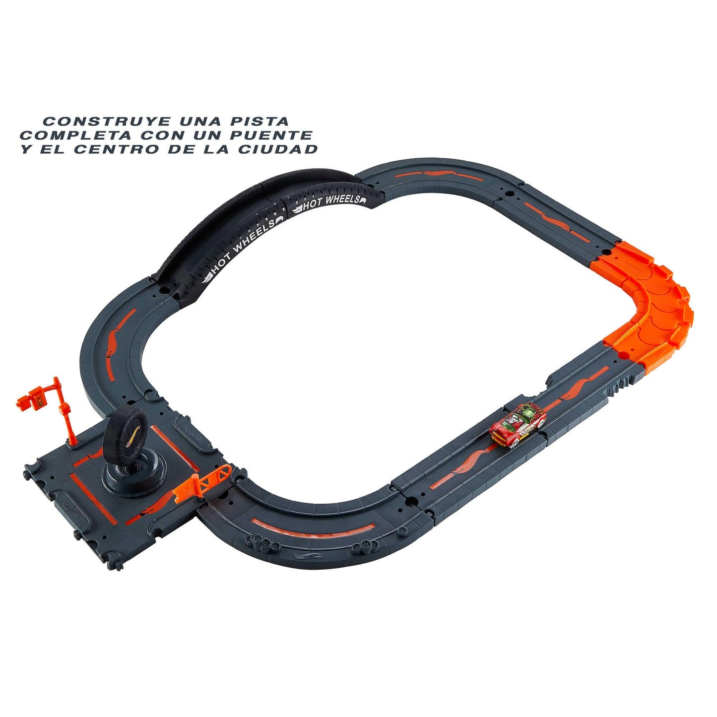 Hot Wheels City Expansion Track, set pistă + vehicul, 10 piese