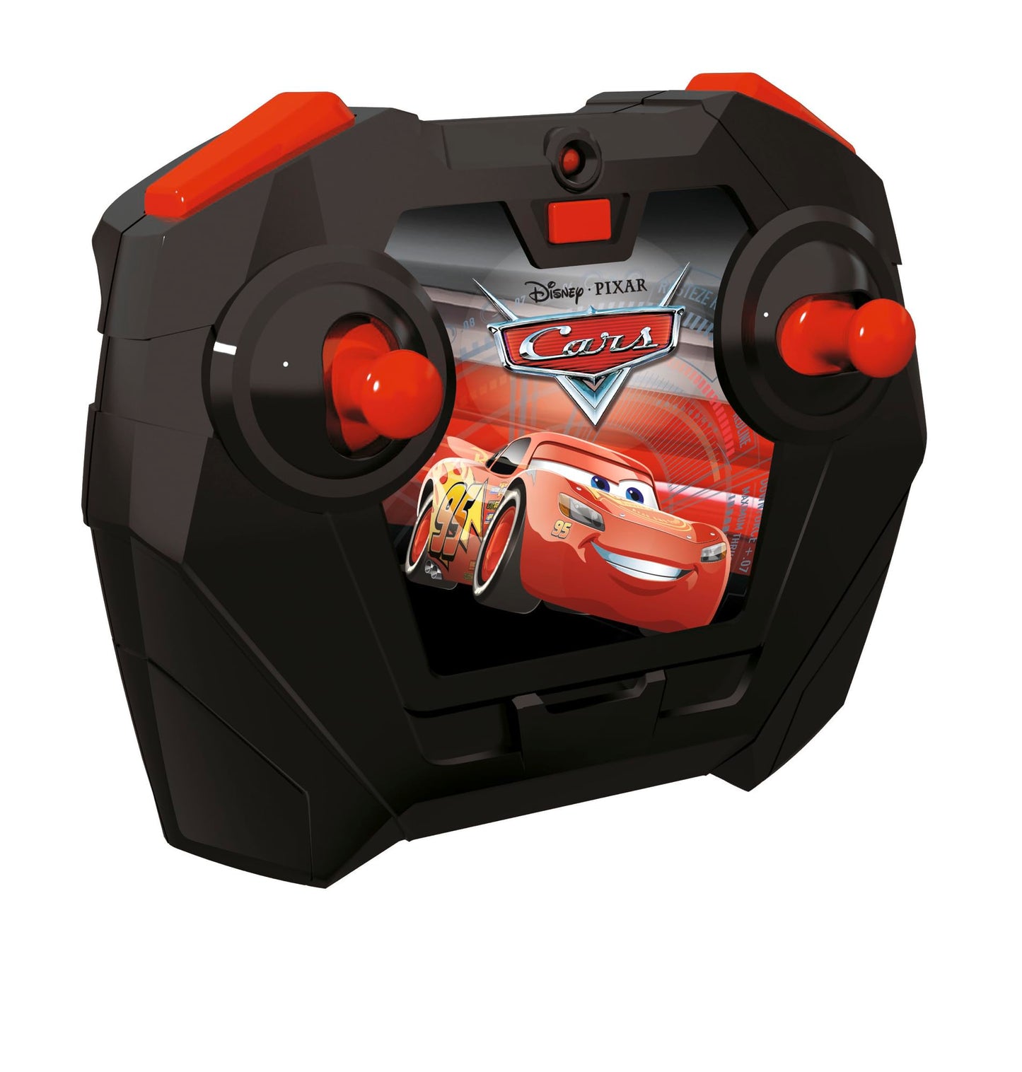 Mașină RC Jada Toys 3 Lightning McQueen Turbo Racer, cu telecomandă 2 canale, jucărie cu funcție turbo, încărcare USB, inclusiv baterii, scară 1:24, 17 cm, roșie.