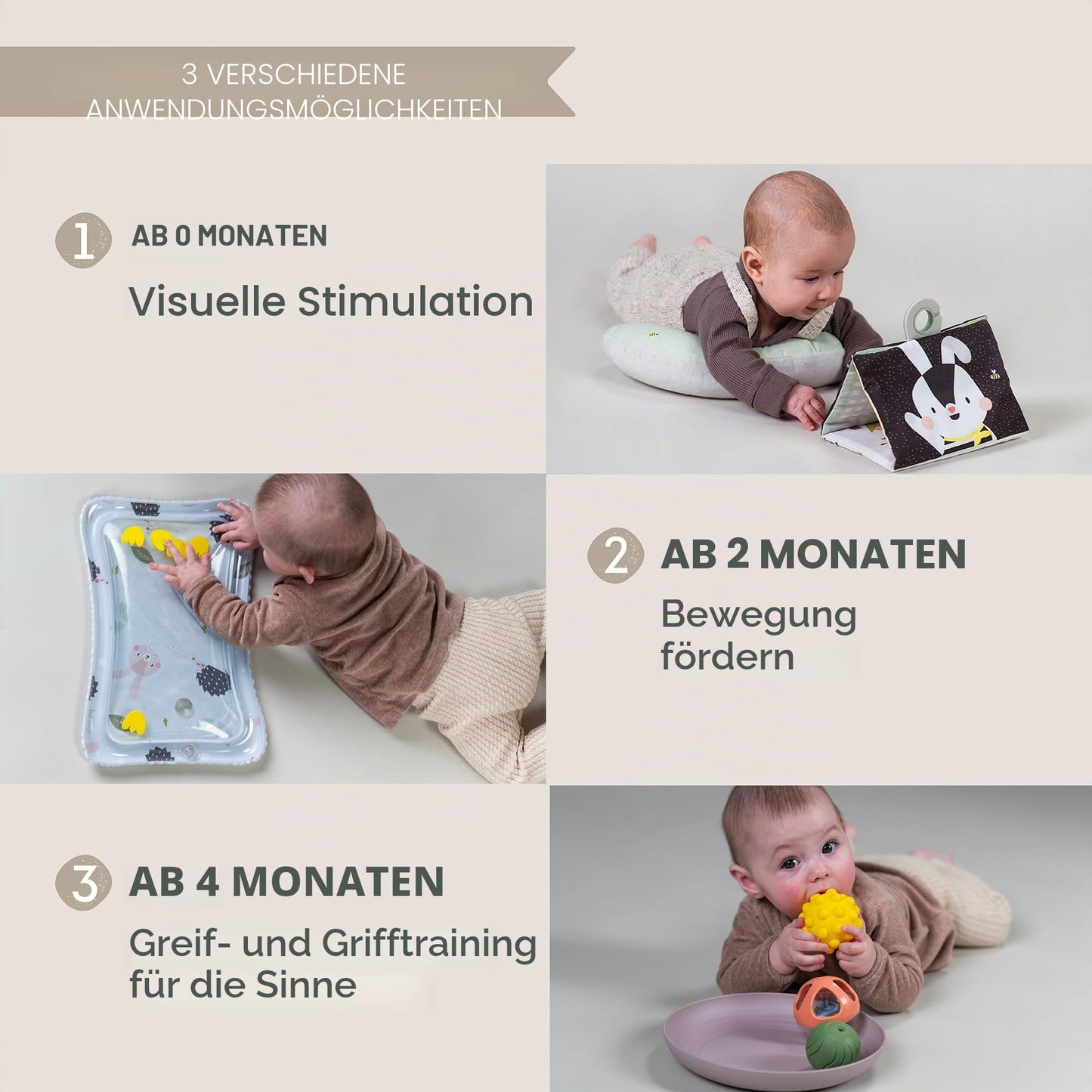 Taf Toys Tummy Time Kit Set de joacă pentru timpul pe burtă pentru bebeluși de la naștere