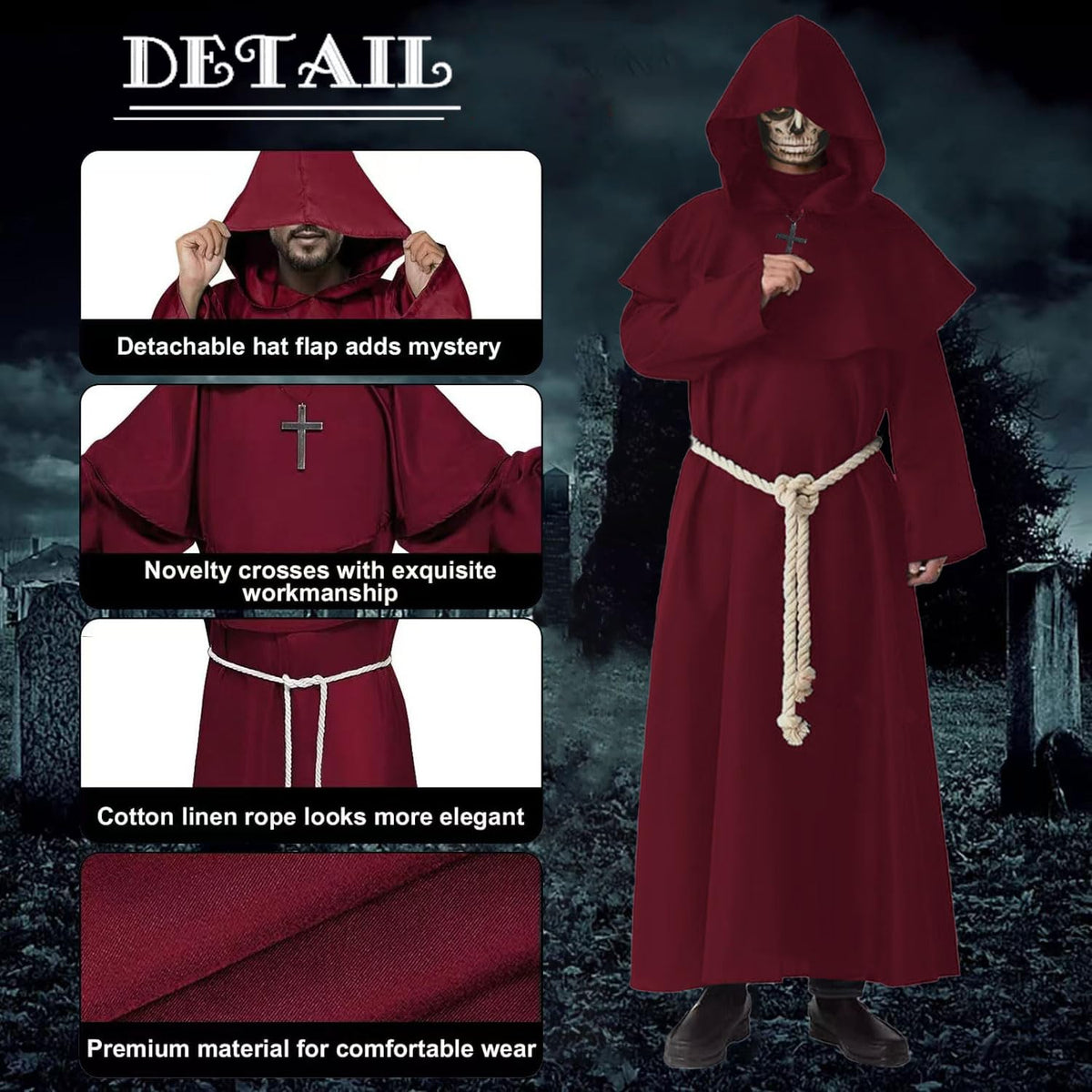 Sunshine smile X Costum Robă Preot Medievală Renaștere cu Cruce pentru Bărbați