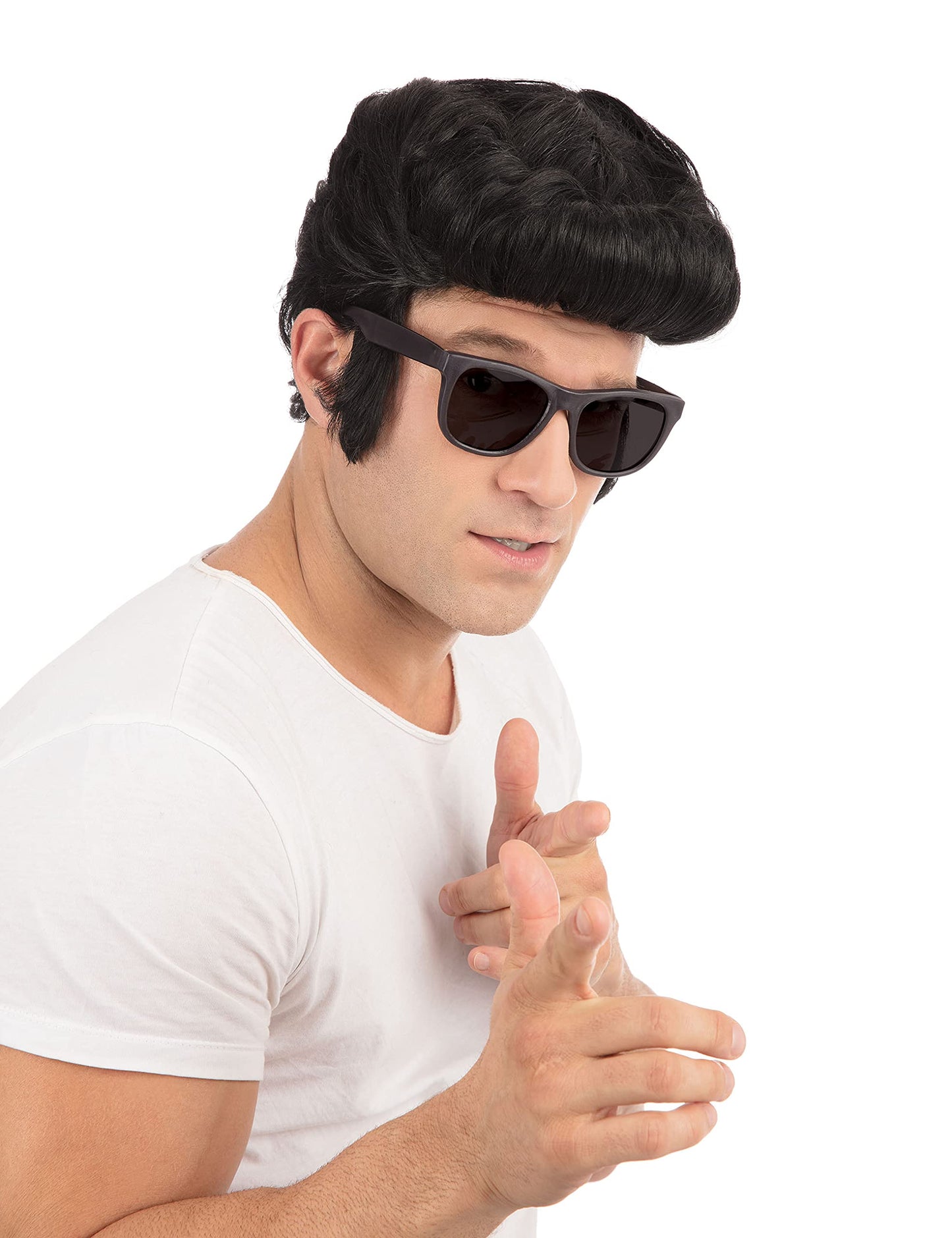 Bristol Novelty BW686 Perucă Greaser, negru, mărime universală, în cutie Halloween