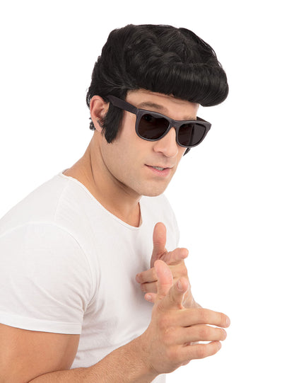 Bristol Novelty BW686 Perucă Greaser, negru, mărime universală, în cutie Halloween