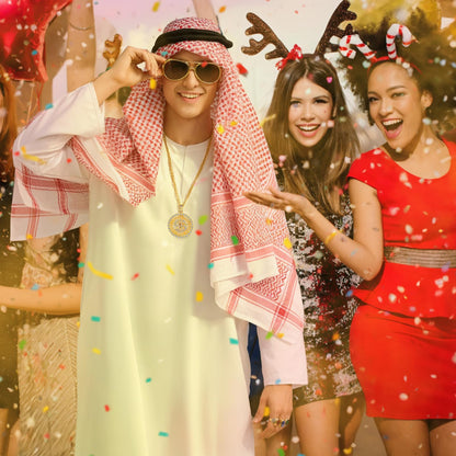 Ulikey Costum șeic arab alb cu accesorii, 2XL