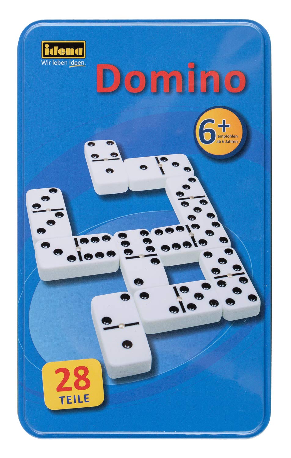 Idena Domino Double Six, 28 piese, cutie metalica, 6+ ani