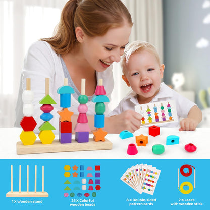 Tosekry Jucărie Montessori lemn, 25 blocuri, 2+ ani