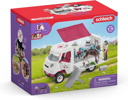 Schleich 42439 HORSE CLUB - Set de joacă cu medic veterinar mobil și mânz Hannoveraner, 37 piese, figurine Schleich și medic veterinar articulat, jucărie pentru copii de la 5 ani.