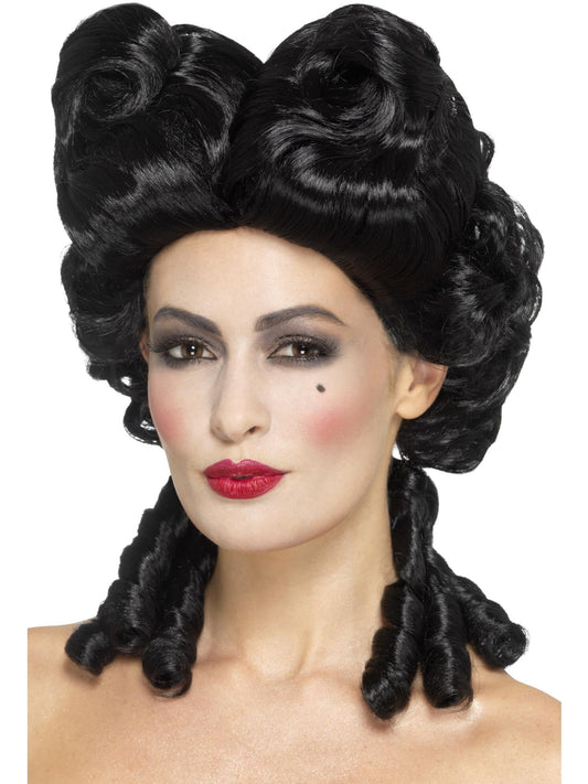 Peruca gotica neagra stil baroc cu bucle - Smiffys