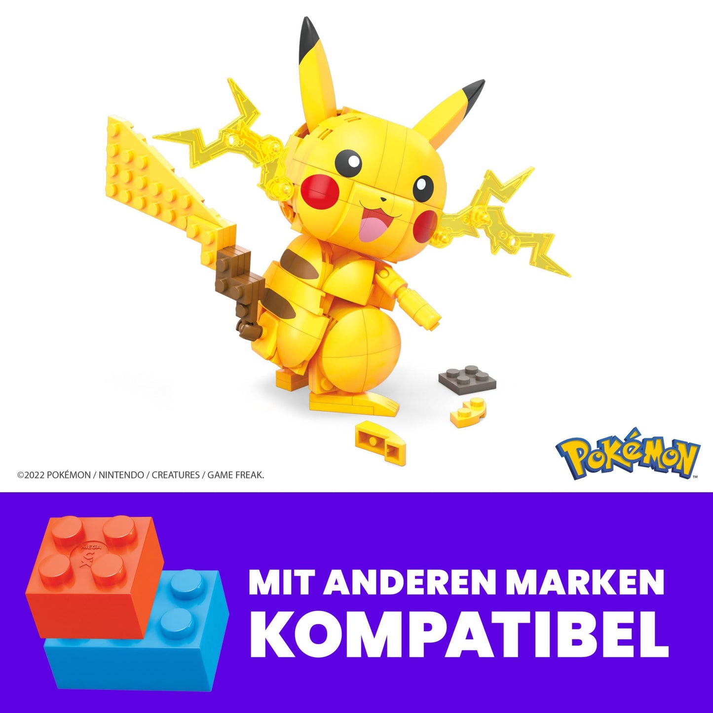 Mega Pokémon GMD31 Figurină Pikachu medie de asamblat 10 cm mobil compatibil cu Mega Construx jucărie pentru copii de la 7 ani
