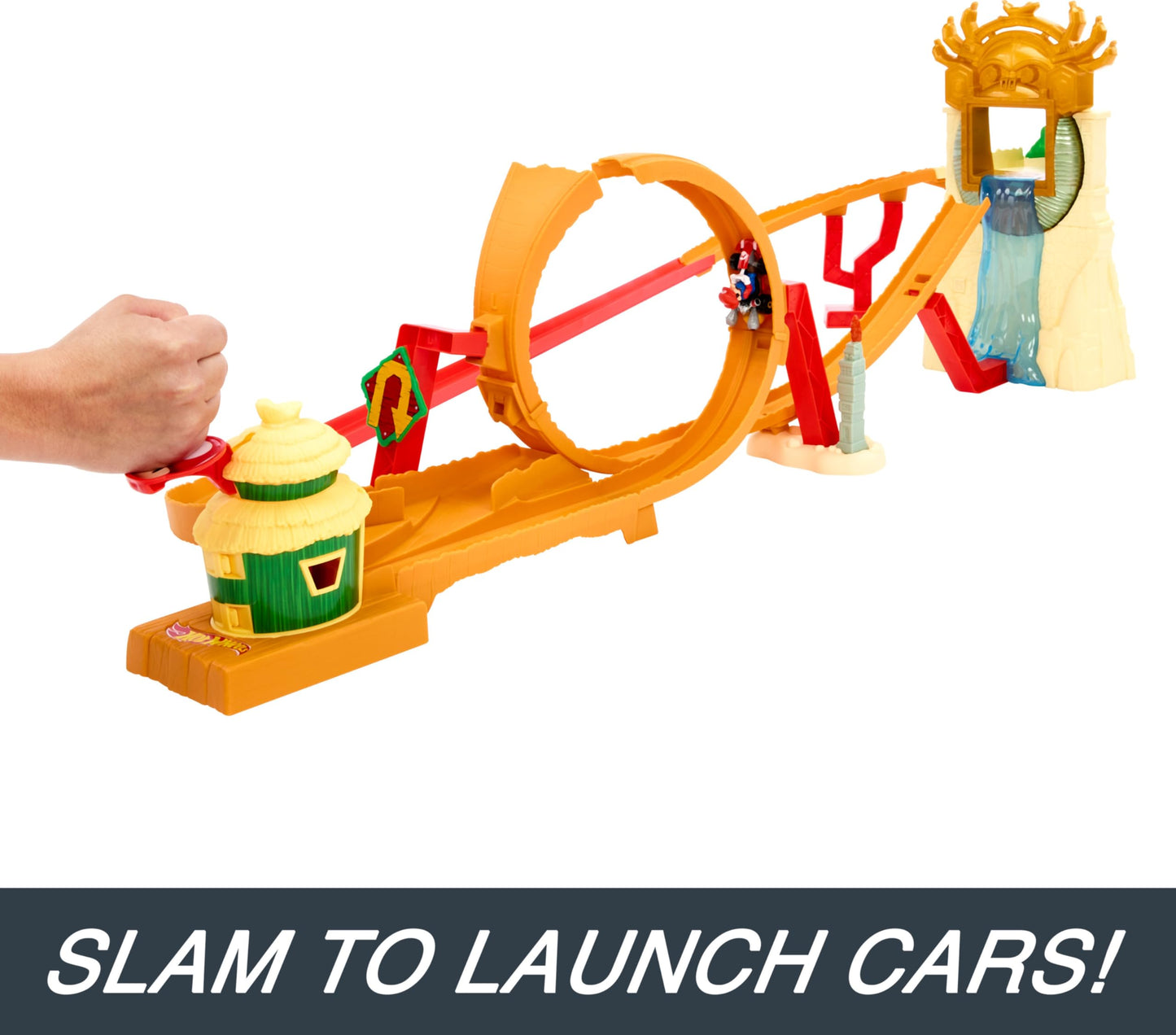 Set de joacă Hot Wheels Super Mario Bros. - Pista de curse Regatul Junglei cu mașinuța Mario - Trăiește aventurile filmului acasă, HMK49