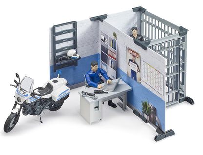 bruder 62732 Bworld Set de joacă Poliție Stație de poliție cu motocicletă 1:16 de la 4 ani