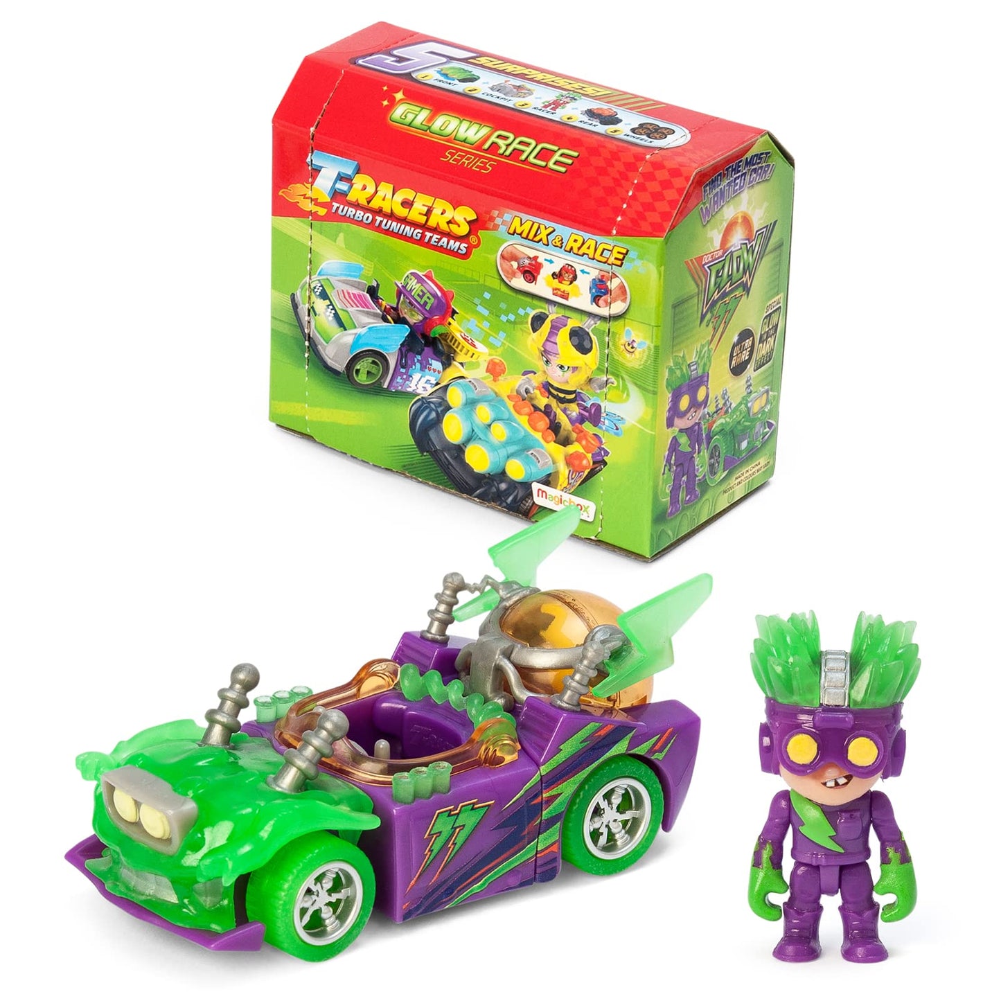T-Racers Glow Race Set 8 masinute colectie, 3+ ani