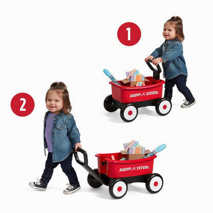 Radio Flyer Push & Pull Walker Wagon Cărucior 2-în-1 pentru copii 1-4 ani (roșu)