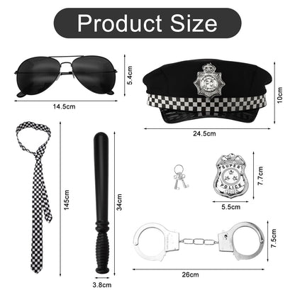 UOCAI Polizei uniformă costum adult 6 piese cu cătușe șapcă insignă poliție Halloween