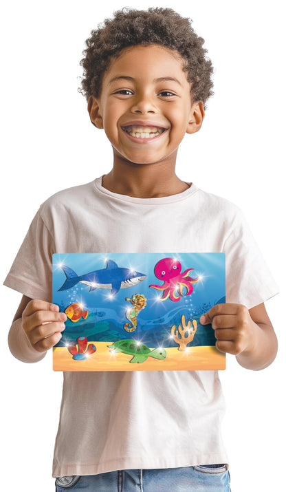 Megableu Foil Fun Set creativ cu foi metalice Regatul animalelor activitate creativă pentru copii de la 4 ani