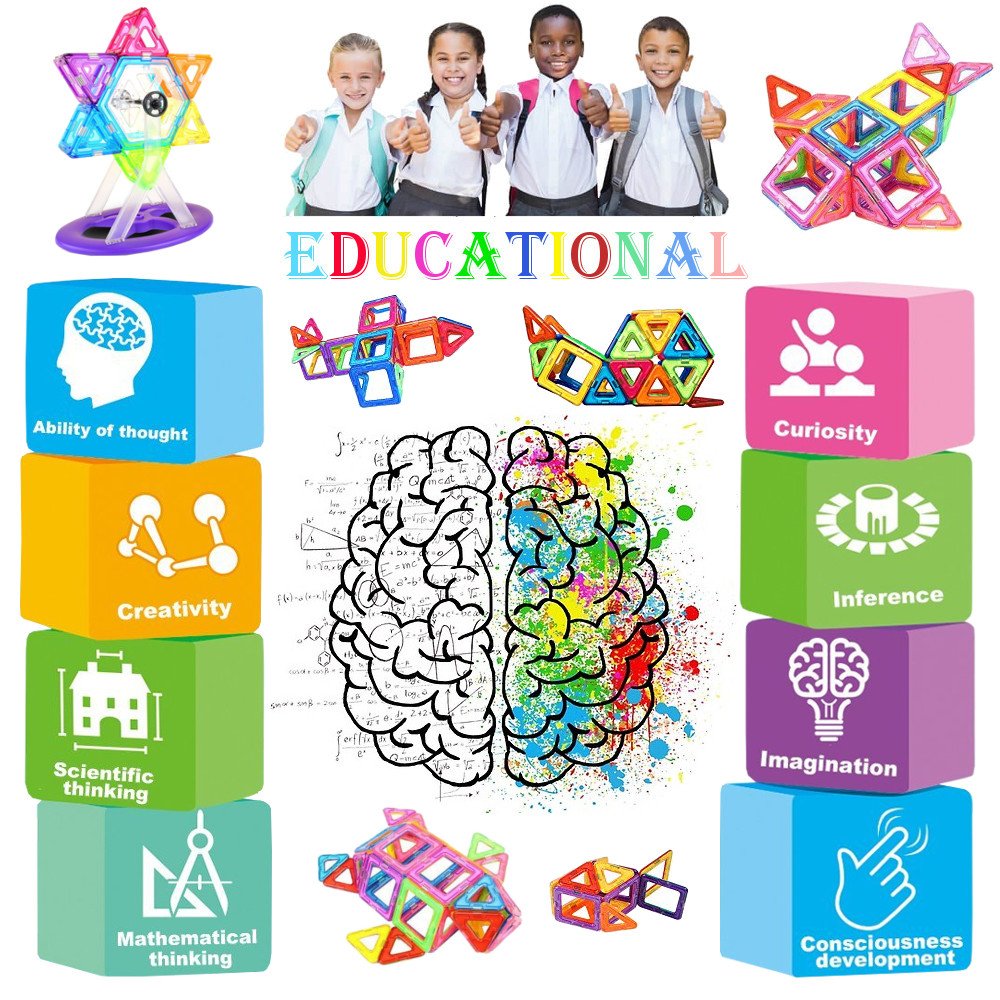 Set de Blocuri Magnetice Desire Deluxe 94PC - Jucărie Montessori pentru Construcții, Ideală pentru Copii de la 2 la 8 Ani, Cadou Educațional pentru Fete și Băieți