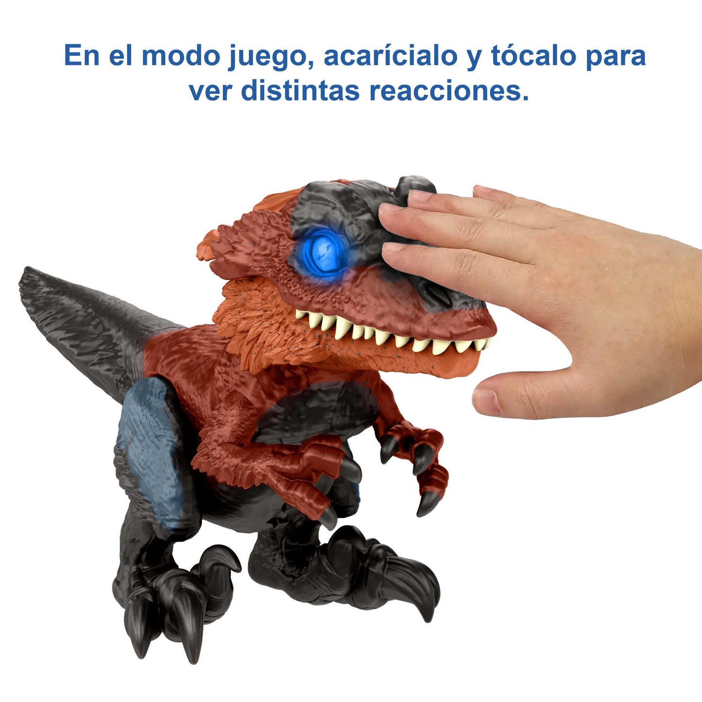 Figurina Mattel dinozaur JURASSIC WORLD, interactiva, efecte luminoase si sonore