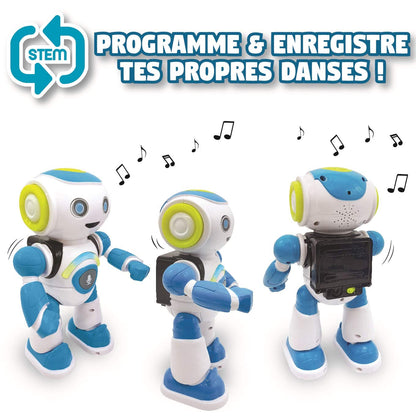Robot inteligent Lexibook ROB20FR Jr. - citește gânduri, dansează, cântă, quizuri cu animale, karaoke programabil, STEM, albastru/verde (versiune franceză)