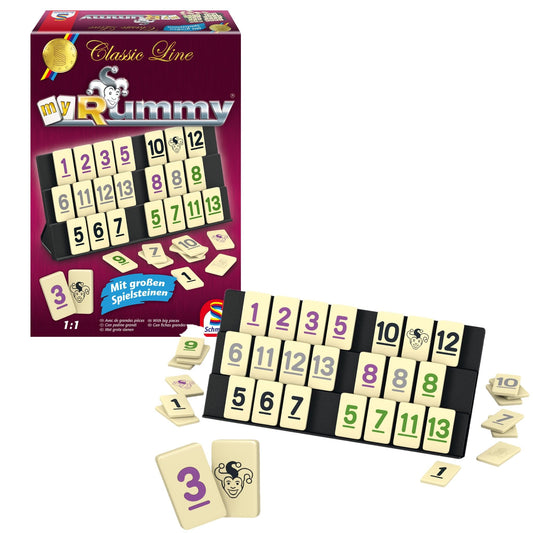 Schmidt Spiele 49282 - Classic Line MyRummy, Joc de Plăci cu Piese Mari