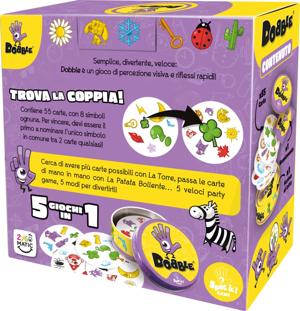 Asmodee Dobble Joc de observație, 2-8 jucători, 6+ ani (IT)