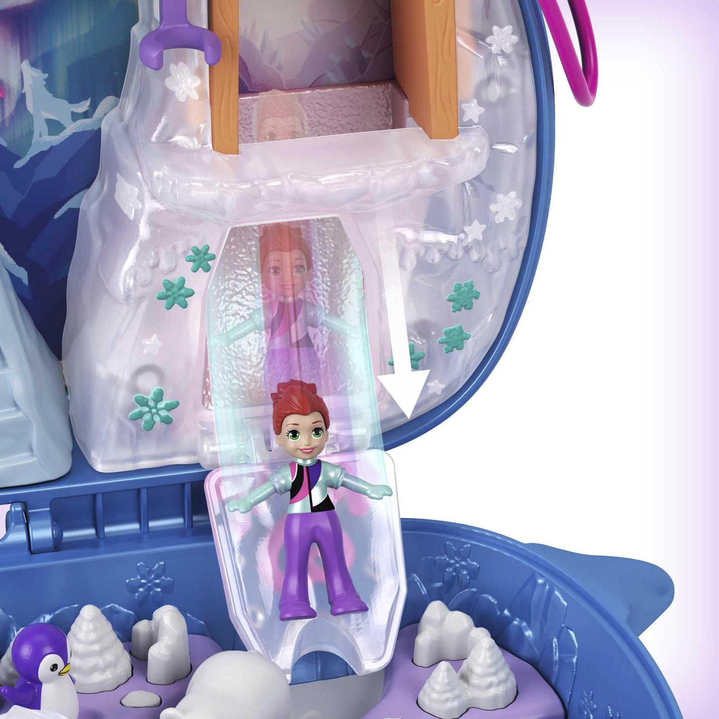Polly Pocket GKJ52 Set de joacă Narwal cu aventuri pe gheață pentru copii de la 4 ani