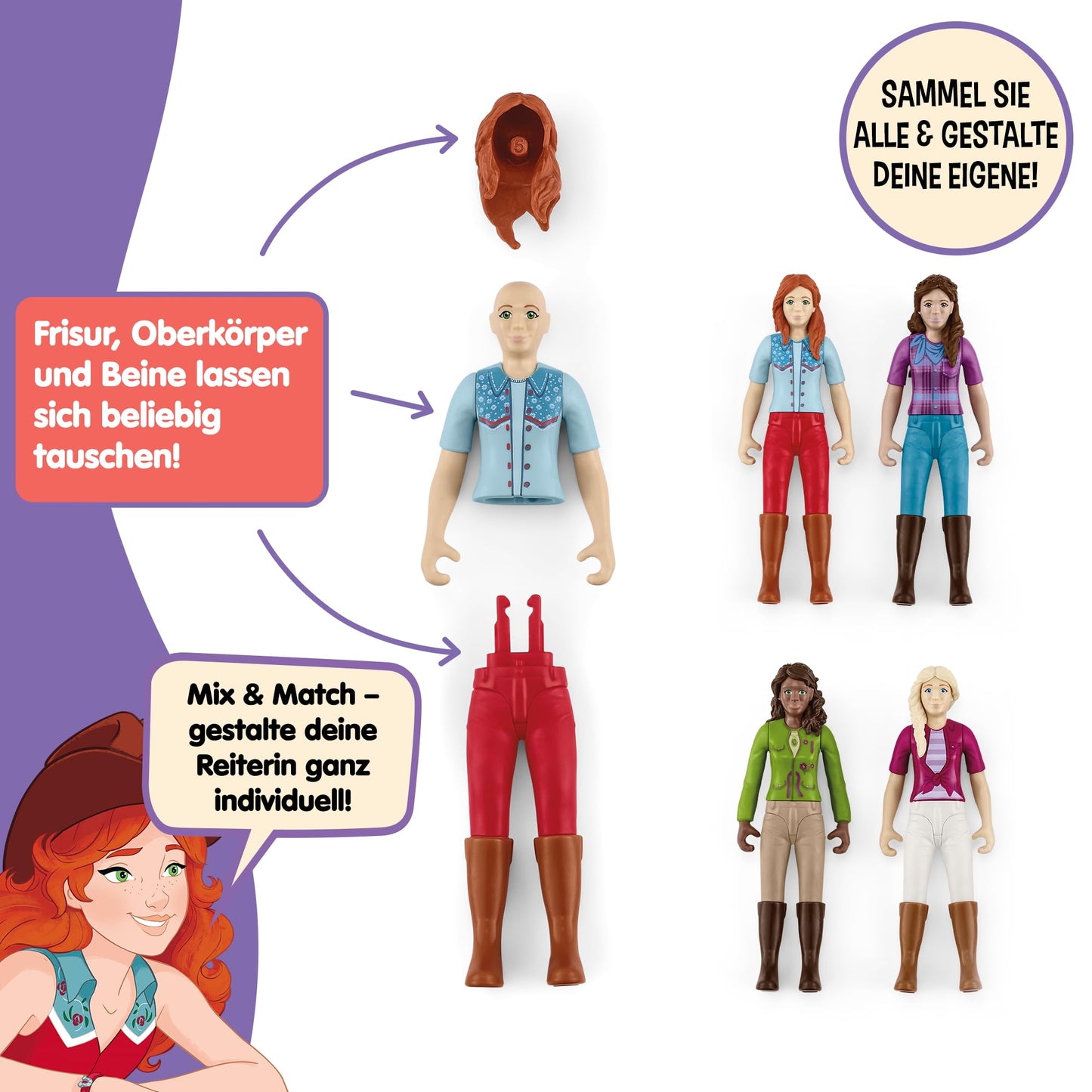 Schleich 42711 Set Cai Hannah & Cayenne, 6 piese, 5+ ani