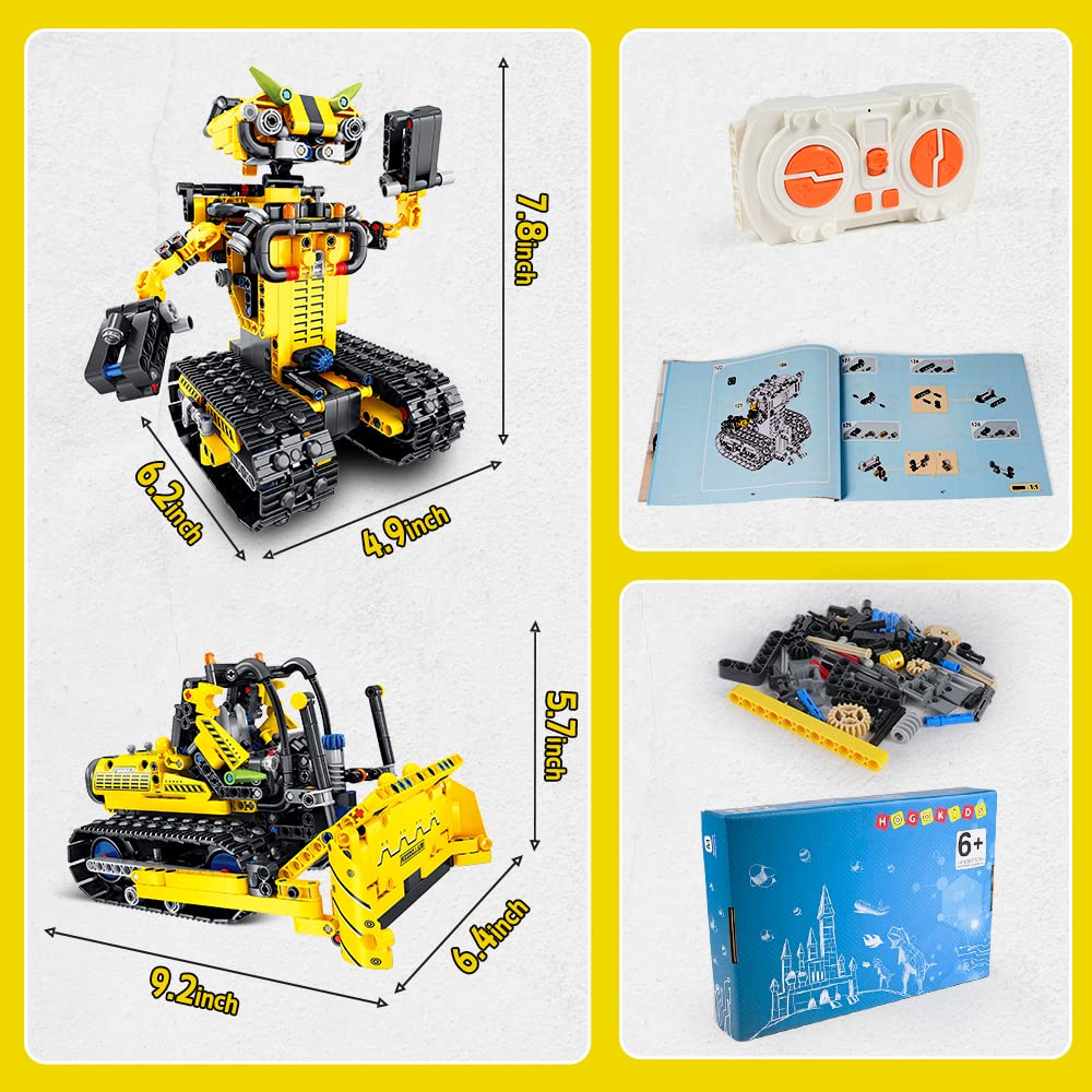 HOGOKIDS Robot Bulldozer 2-in-1, 730 piese, 8-12 ani