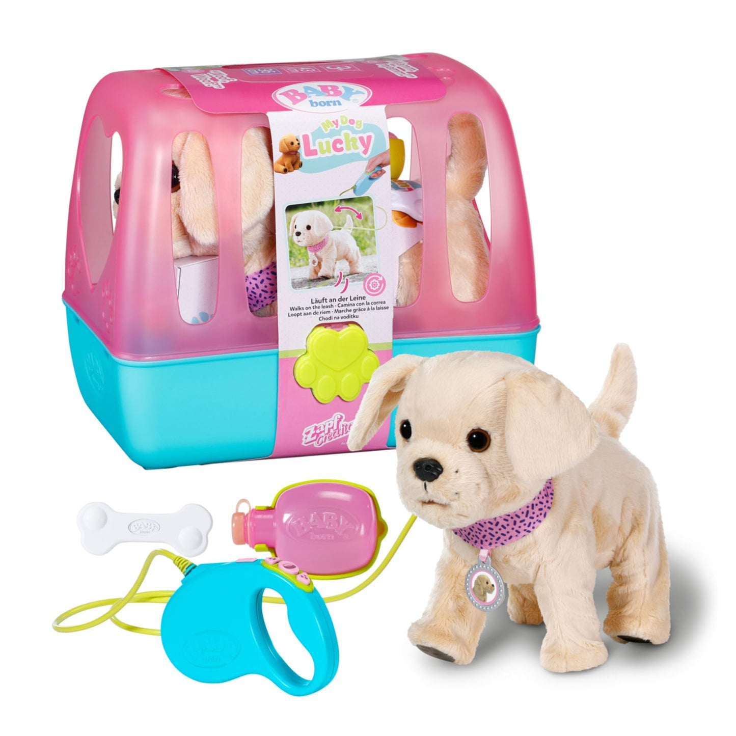 Câinele Lucky pentru BABY born cu 5 funcții diferite, pentru copii de la 3 ani, funcționează cu baterii, 835869 Zapf Creation