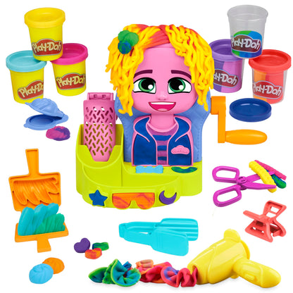 Set de Joacă Play-Doh Frizerie cu 6 Cutii, Jucărie de Rol pentru Fete și Băieți de la 3 Ani
