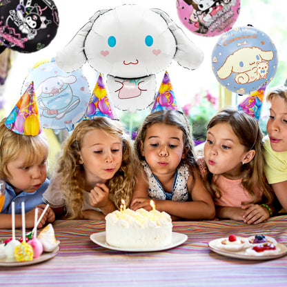 DIUKES Birthday Balloons Set de 12 Baloane pentru Fete, Baloane din Folie cu Tematică de Desene Animate, Accesorii pentru Petrecerea de Ziua Fetei