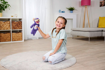 Simba 105953333 ScreamerZ Affe „Monkey Madness“ cu sunete - jucărie amuzantă cu efecte sonore - pluș pentru copii de la 5 ani, aprox. 30 cm, mov
