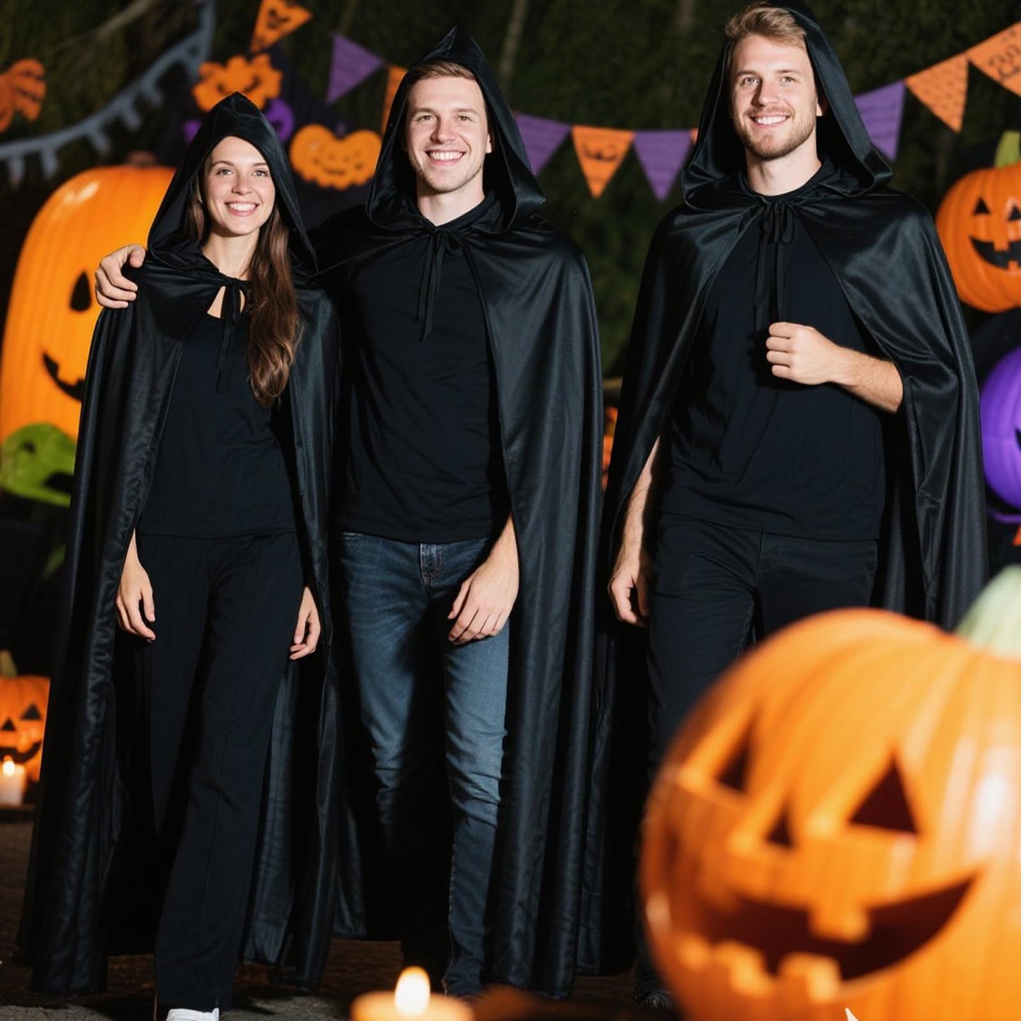 XWGKLN Pelerină neagră cu Glugă 160 cm, Halloween
