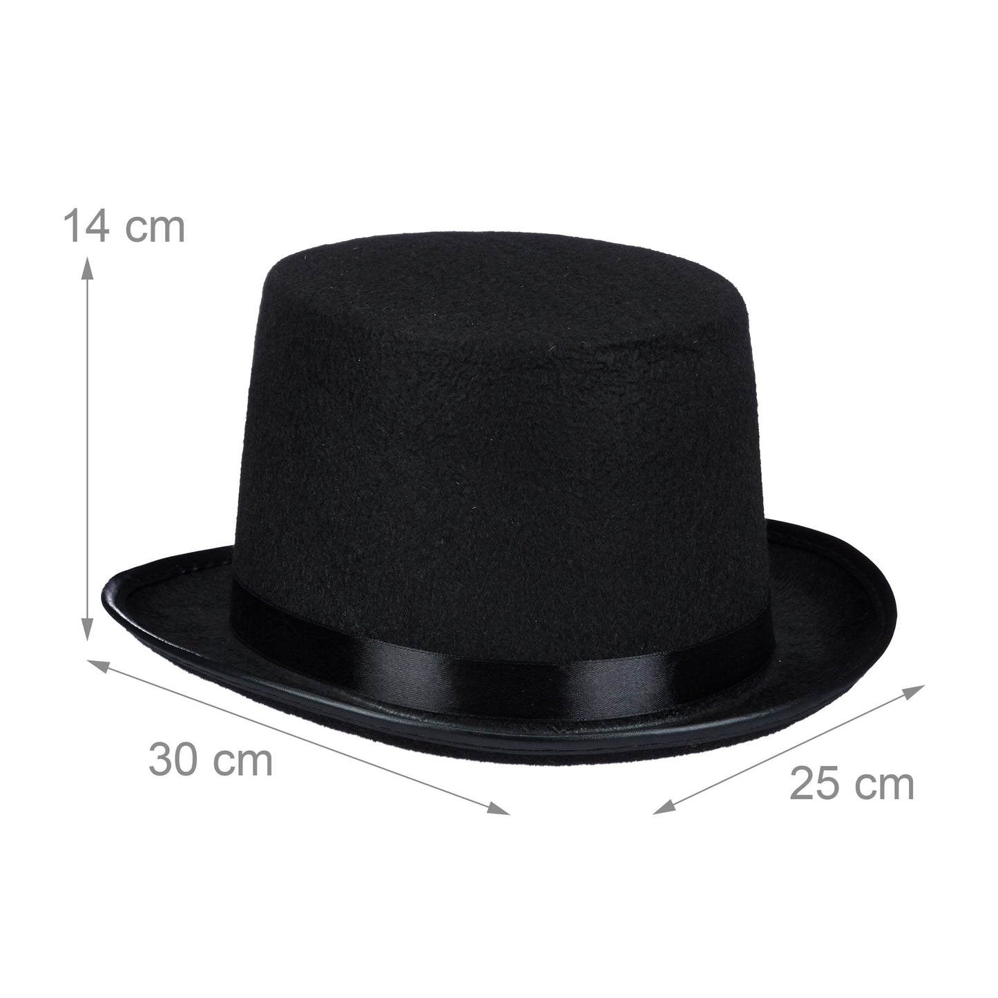 Relaxdays Zylinderhut Pălărie cilindrică neagră pentru carnaval și petrecere costum, mărime unică, max. circumferință cap 59 cm, Gentleman (negru)