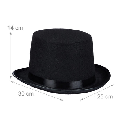 Relaxdays Zylinderhut Pălărie cilindrică neagră pentru carnaval și petrecere costum, mărime unică, max. circumferință cap 59 cm, Gentleman (negru)