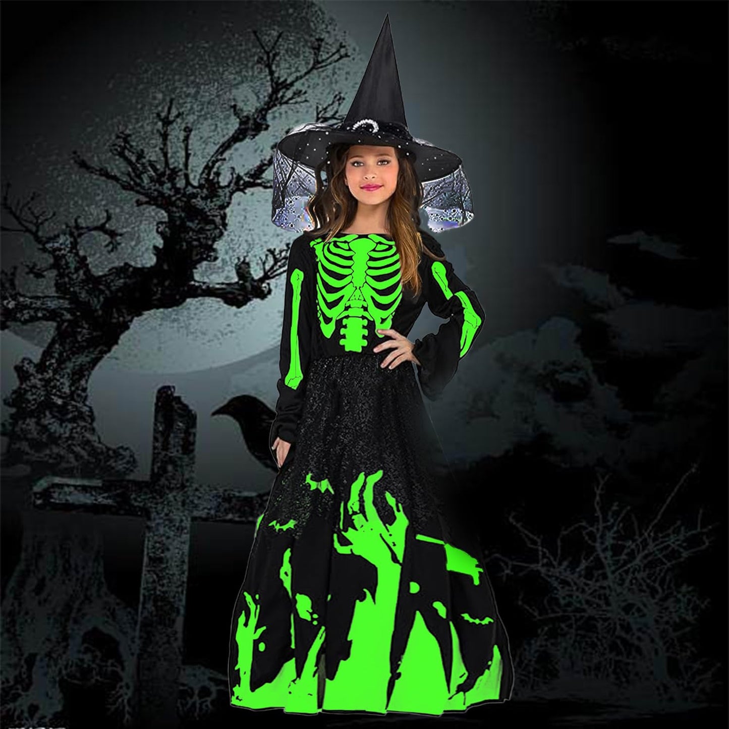 YeahBoom Costum Schelet Halloween pentru Fete