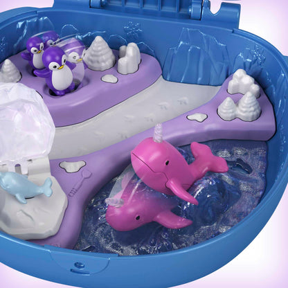 Polly Pocket GKJ52 Set de joacă Narwal cu aventuri pe gheață pentru copii de la 4 ani