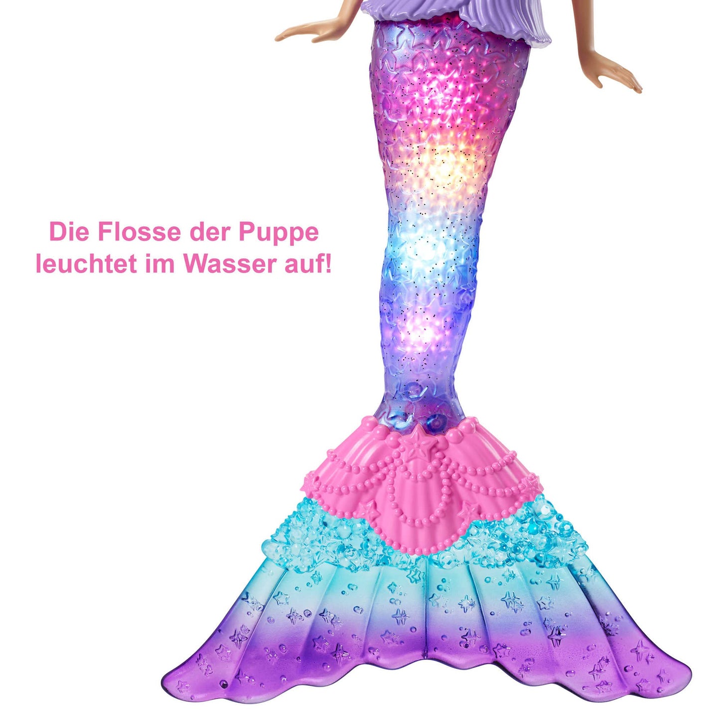 Barbie Dreamtopia Sirenă Magică cu Lumină, Păpușă cu Păr Blond și Coadă de Sirenă, Cadoul Perfect pentru Copii de la 3 Ani, HDJ36