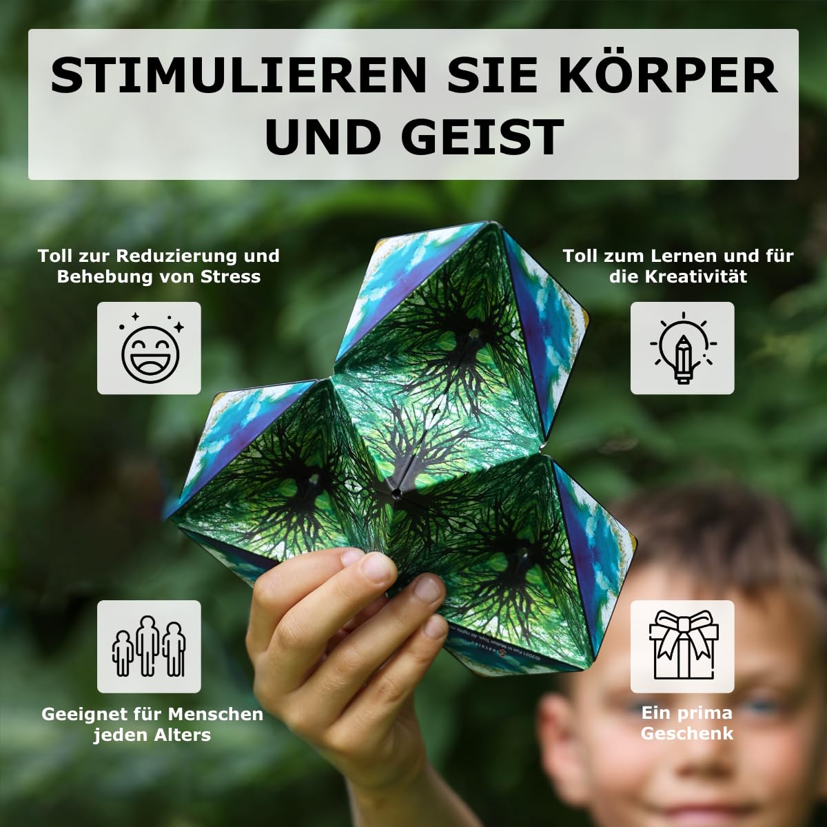 Shashibo SHA11MO Set de construcție cub magnetic transformabil cu 36 magneți din pământuri rare, peste 100 forme, de la 6 ani (Mystic Ocean)