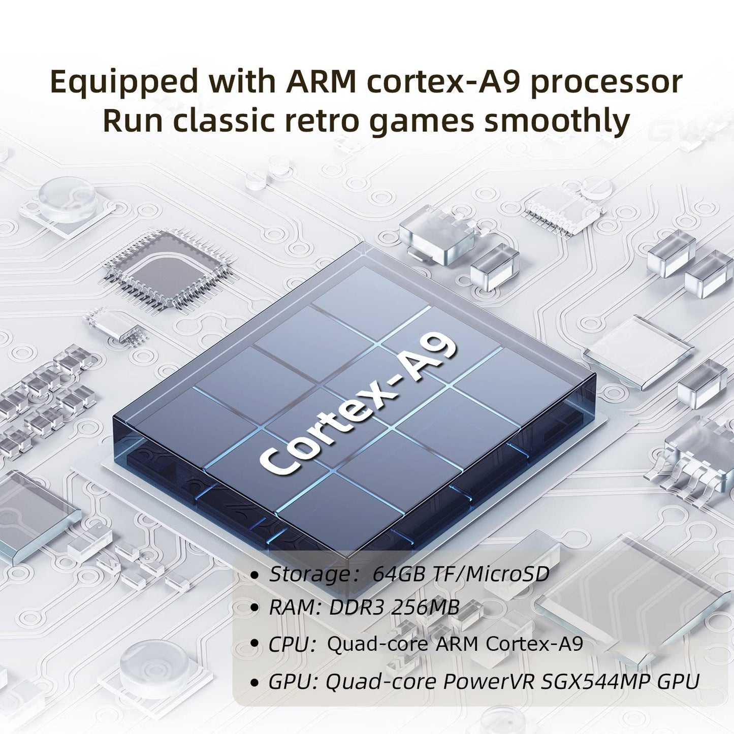 ANBERNIC RG35XX Consolă de jocuri portabilă retro, card de 64G, peste 5400 de jocuri, gri