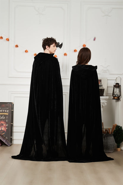 Proumhang Pelerină cu glugă catifea Halloween, negru