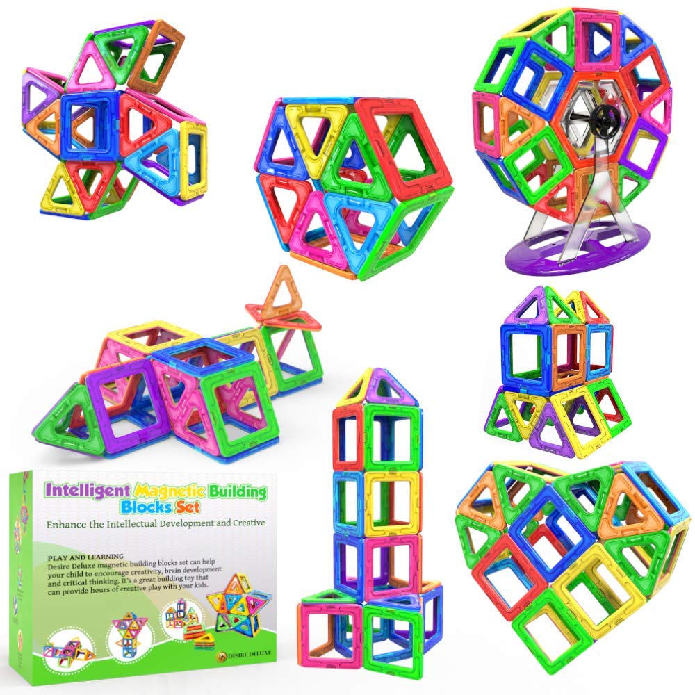 Set de Blocuri Magnetice Desire Deluxe 94PC - Jucărie Montessori pentru Construcții, Ideală pentru Copii de la 2 la 8 Ani, Cadou Educațional pentru Fete și Băieți