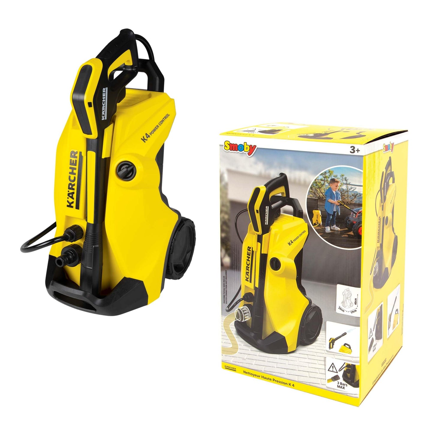 Smoby Kärcher K4 Set de joacă cu aparat de curățat cu presiune 2 trepte apă 3+ ani (galben)