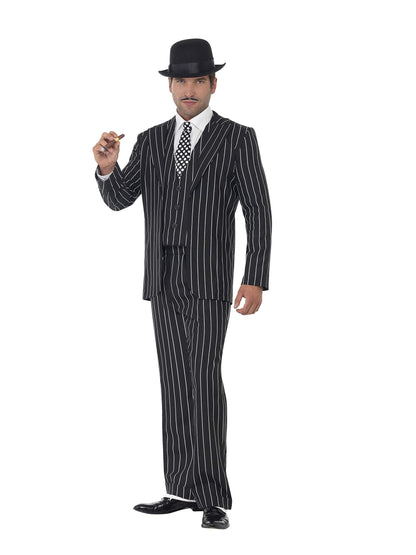Smiffys Vintage Gangster Boss Costum clasic pentru bărbați, negru, mărime M