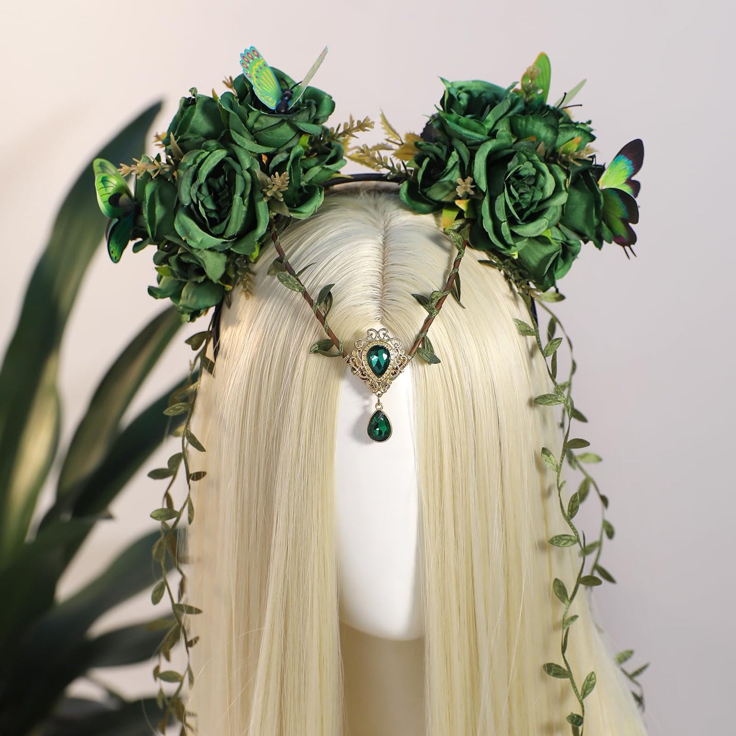 MOSTORY Coroană de Flori Zână cu Fluture, Cosplay