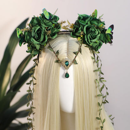 MOSTORY Coroană de Flori Zână cu Fluture, Cosplay