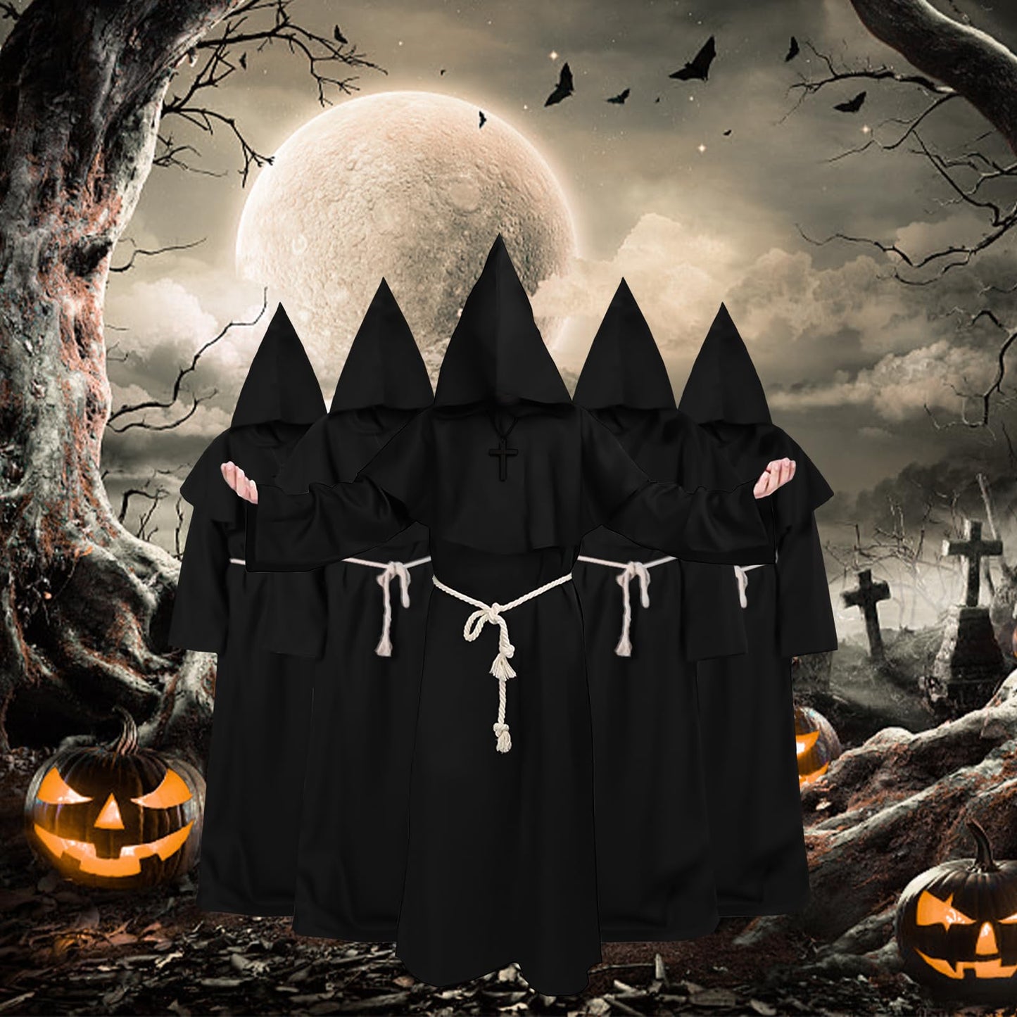 Kitimi Costum Călugăr medieval, set 4 piese, S
