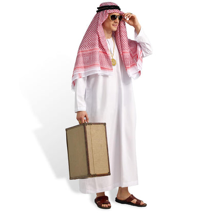 Ulikey Costum șeic arab alb cu accesorii, 2XL