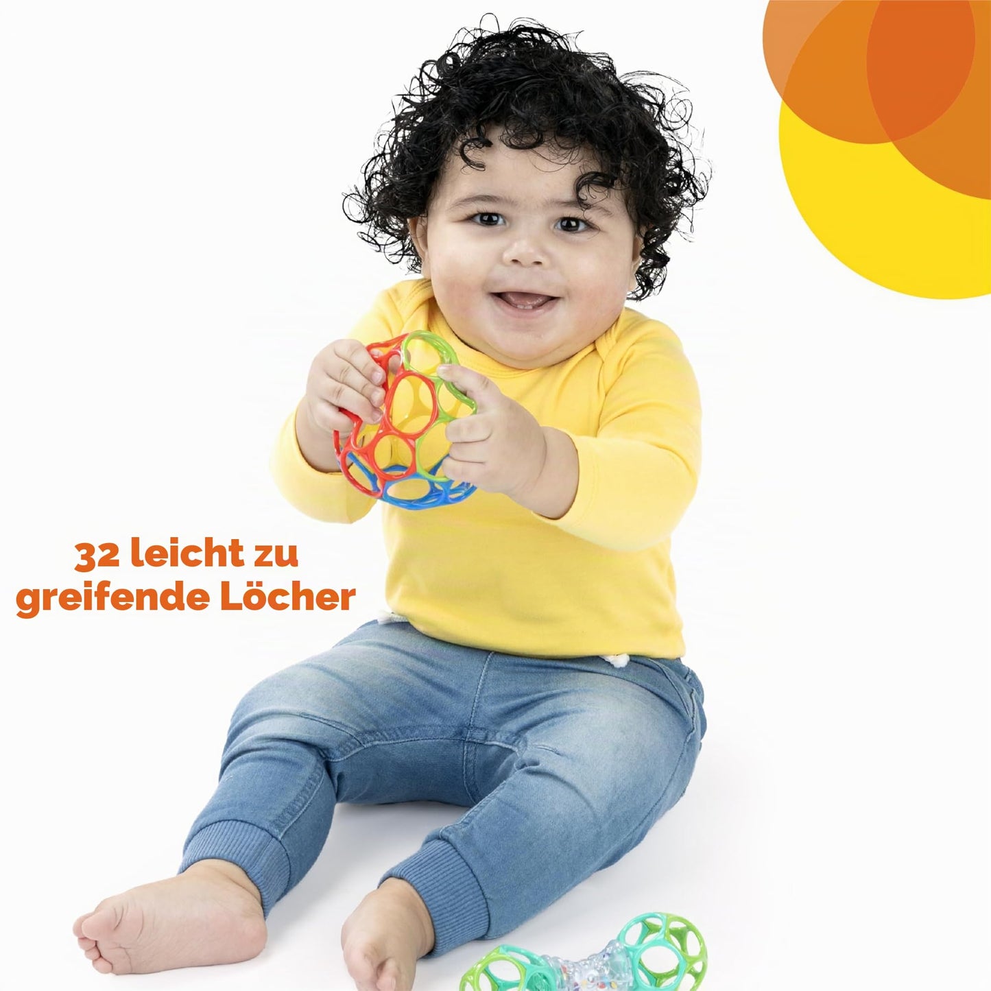Bright Starts Easy-Grasp Oball Set de joacă cu minge și zornăitoare 2 piese, fără BPA, unisex, de la nou-născut