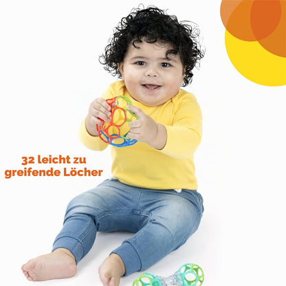 Bright Starts Easy-Grasp Oball Set de joacă cu minge și zornăitoare 2 piese, fără BPA, unisex, de la nou-născut